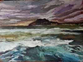 Mar embravit a Donostia, pintura a l'oli (2020)