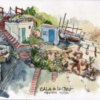 Cala de la Creu, l'Escala, aquarel·la del natural (2024)