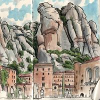 Montserrat, aquarel·la del natural (2025)