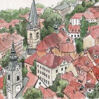Ljubljana, aquarel·la del natural (2025)