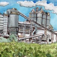 Fàbrica a Bellvei, dibuix del natural (2026)